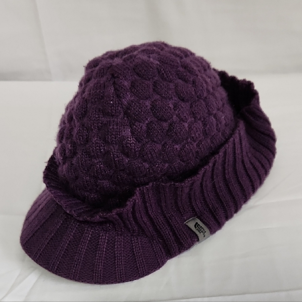 Vintage The North Face Deep Purple Knit Brim Beanie Womens OS